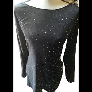 👚🖤Cache  Velvet Bedazzled Sleeveless Blouse Sz Medium NWOT